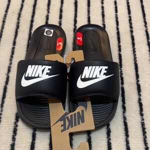 Nike Black and White Slide Sandals